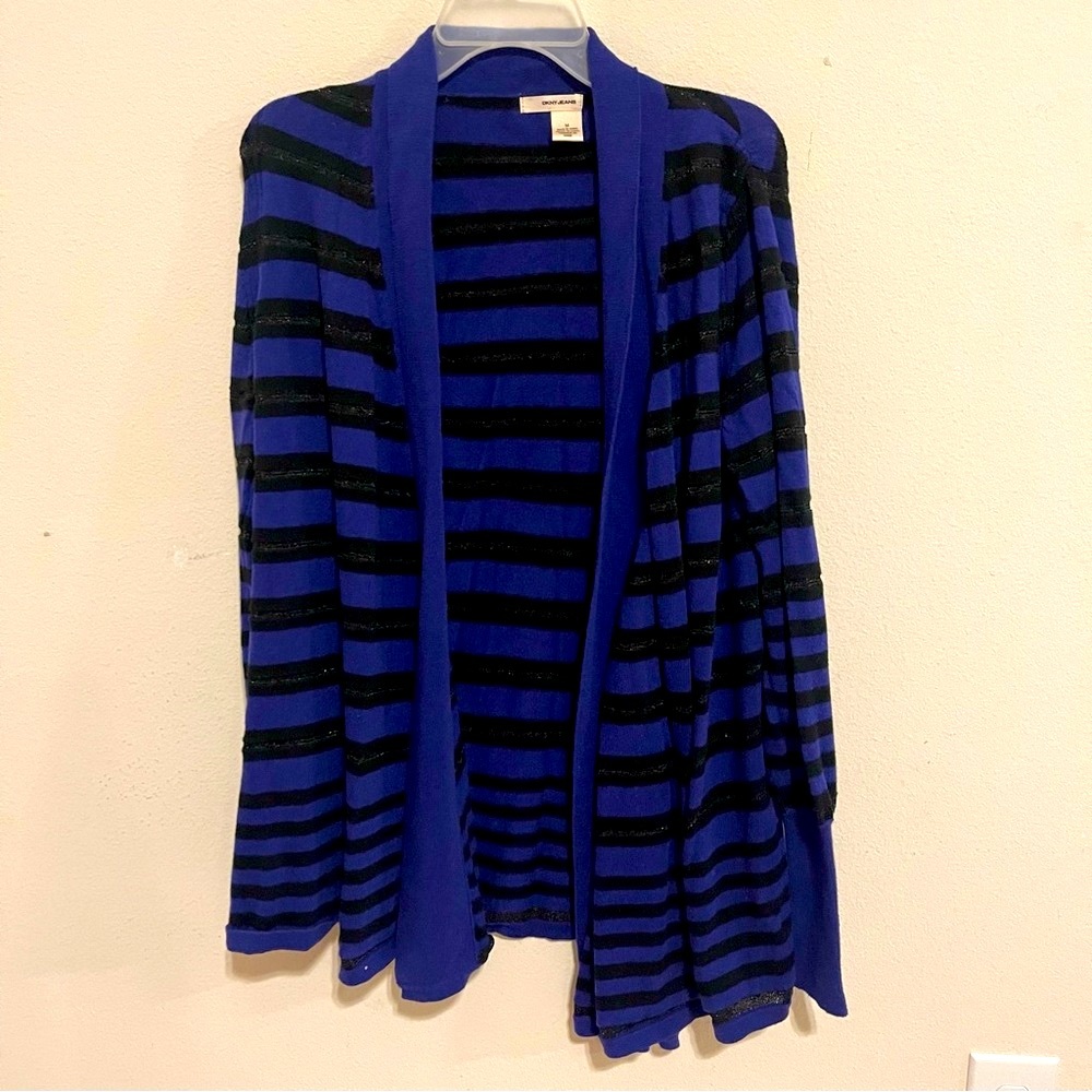 DKNY Striped Blue and Black Cardigan/ M